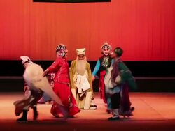 MS Artist performing qinqiang opera in theater, qinqiang is representative folk opera of northwest china AUDIO / xi'an, shaanxi, china Stock Footage