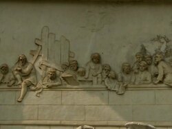 CU TD Leonard da Vinci Statue / Milan, Italy Stock Footage