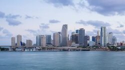 Downtown Miami skyline, Miami, Florida, USA, North America Stock Footage