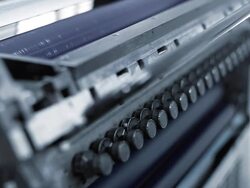 Cyan on the press Stock Footage