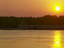MS Cargo ship moving on mississippi river / Memphis, Tennessee, United States Stock Footage