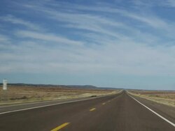 MS TS View of route sixty six passing through seligman towards flagstaff / Route 66, Arizona, USA   Stock Footage