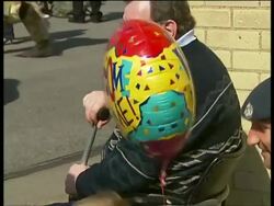 2007 MONTAGE MS PAN British soldiers return from Basra to be greeted by families at RAF Uxbridge parking lot / MS Soldier and wife playing with young daughter on May 4, 2007 / Uxbridge, London, England/ AUDIO Stock Footage