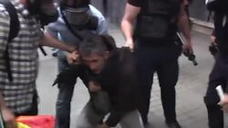 Police use water cannon to try and break up protests News Clip