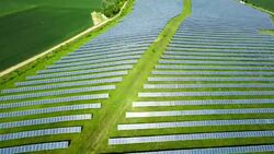 AERIAL: Solar Energy - Solar Power Station Stock Footage