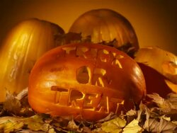 HD LOOP: Backlit Rotating Jack O' Lanterns Stock Footage