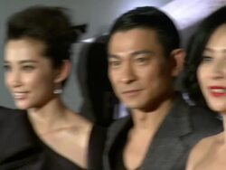 (R-L) Zhonglei Wang, Carina Lau, Andy Lau, Li Bingbing, Tsui Hark at the Detective Dee and the Mystery of Phantom Flame Party: 67th Venice Film Fest at Venice . (Footage by WireImage Video/GettyImages) Stock Footage