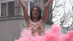 CLEAN : Ukraine: Femen activist calls for revolution on 1917 anniversary News Clip