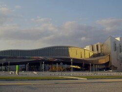 PAN Palacio de Ferias y Congresos (convention center) / Malaga, Andalusia, Spain Stock Footage