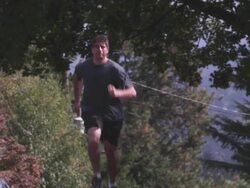 MS Man running in his neighborhood / Portland, Oregon, United States Stock Footage