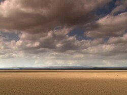 WS View of storm in desert with grey sky / Djibouti Stock Footage