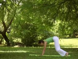 Young woman doing yoga exercise Stock Footage