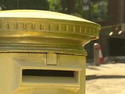 Gold Painted Postbox in Honour of Andy Murray News Clip