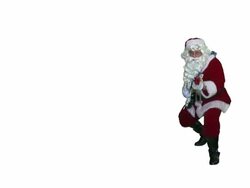 Santa Claus Walks On with Electric Guitar Stock Footage