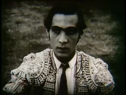 B/W 1922 close up of Rudolph Valentino as matador / Blood and Sand Stock Footage