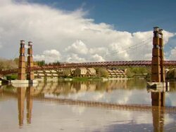 WS View of Bridge over river / Johannesburg, Gauteng, South Africa Stock Footage
