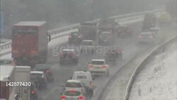 Snow Causing Chaos on the M1 in Yorkshire News Clip
