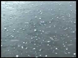 MCU Hail stones falling on to tarmac road, USA Stock Footage