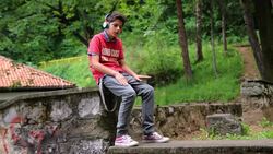 Listening to the music Stock Footage