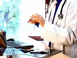 Male doctor analyzing specimen Stock Footage