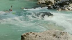 HD: Whitewater Kayaker Running The Slalom Course Stock Footage