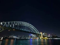 MS T/L Shot of harbor bridge at night / Sydney, new south wales, Australia Stock Footage