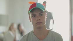 Teasing a handsome kid Stock Footage