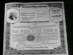 B/W 1944 close up 25 dollar Army War Bond / World War II / newsreel Stock Footage