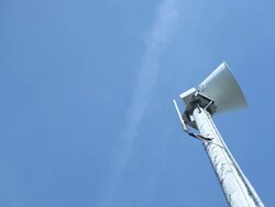 Tornado Emergency Warning Siren Stops Stock Footage