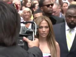 Jennifer Lopez and Marc Anthony at the Jennifer Lopez Unveils 'Be Great' Youth Advocacy Campaign Billboard Stock Footage