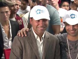 Oscar De la Hoya, Paul Malignaggi, participant, Danny Garcia, and Danny Jacobs at the Oscar de la Hoya Leads Boxing Clinic for Teenage Boxers of USA Boxing Metro Stock Footage