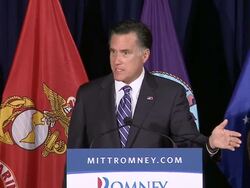 Mitt Romney campaigns with veterans Stock Footage