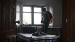 Young man traveler in the hostel Stock Footage