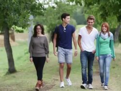 Teen friends walking outdoor Stock Footage