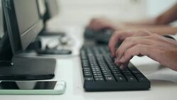 Typing Words on Keyboard,Dolly shot Stock Footage