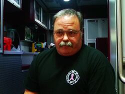 Louisiana fire fighter on the Ebola virus Stock Footage