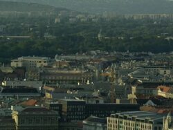 Exterior Day -City & Danube featuring the Chain BridgeChain Bridge Budapest, Hungary. Travel destination Stock Footage