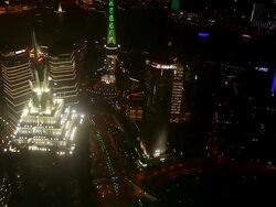 Panning view looking down to the top of tall skyscrapers in Huangu Park. Stock Footage