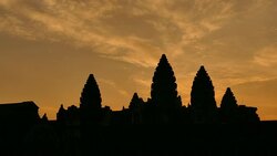 Angkor Wat Temple of Cambodia at Sunrise Silhouette Stock Footage