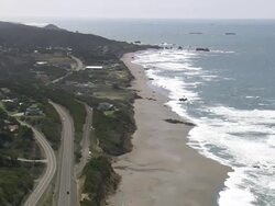 WS AERIAL View of high way and beach near humbug mountain state park / United States Stock Footage