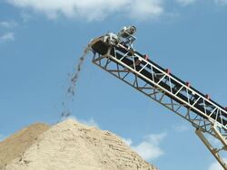 Mine Screening Conveyor Depositing Sorted Sand Stock Footage