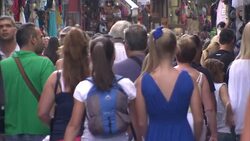Shoppers In The Streets Of Athens News Clip