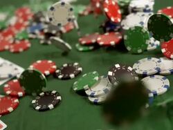 HD Super Slow-Mo: Chips Falling On A Poker Table Stock Footage