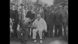Franklin D. Roosevelt, Chiang Kai-Shek, and Winston Churchill photo opportunity at 1943 Cairo Conference News Clip