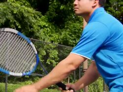 Joe's Tennis Serve - Tilt Up Stock Footage
