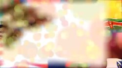 Flags from around the world float in a blue background. Stock Footage