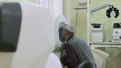 Eyesight test procedure Stock Footage