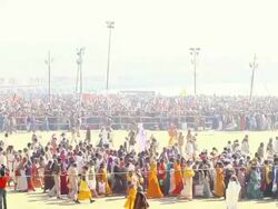 WS View of pilgrims in Kumbh Mela / Allahabad, Uttar Pradesh, India Stock Footage