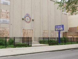 WS Abandoned elementary school Stock Footage
