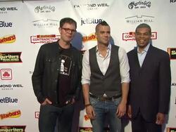 Rainn Wilson, Mark Salling, and Paul Cothran at the Starburst Presents Songwriters Music Series To Benefit The VH1 Save The Music Foundation at West Hollywood CA. (Footage by WireImage Video/Getty Images Entertainment Video) Stock Footage